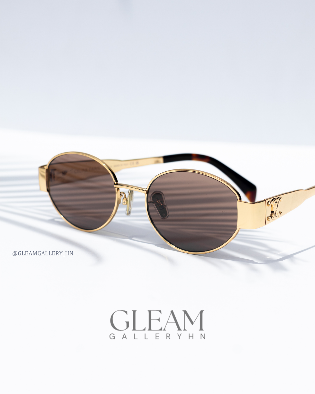 CELINE TRIOMPHE OVAL GOLD BROWN