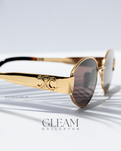 CELINE TRIOMPHE OVAL GOLD BROWN