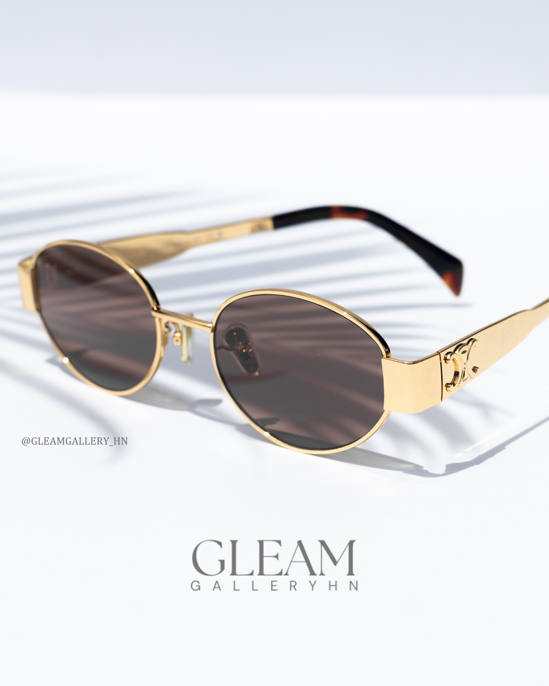 CELINE TRIOMPHE OVAL GOLD BROWN