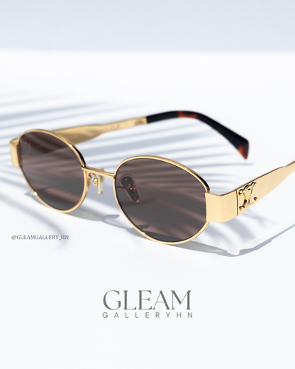 CELINE TRIOMPHE OVAL GOLD BROWN