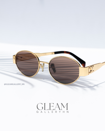 CELINE TRIOMPHE OVAL GOLD BROWN