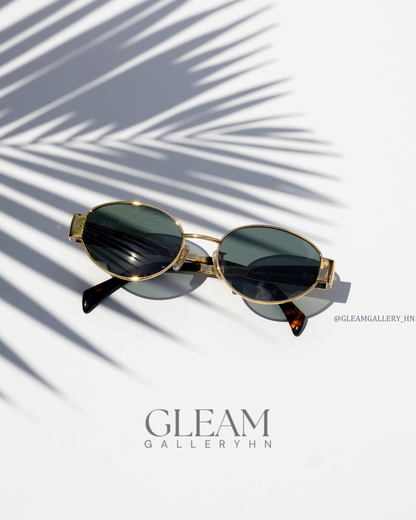 CELINE TRIOMPHE OVAL GOLD GREEN