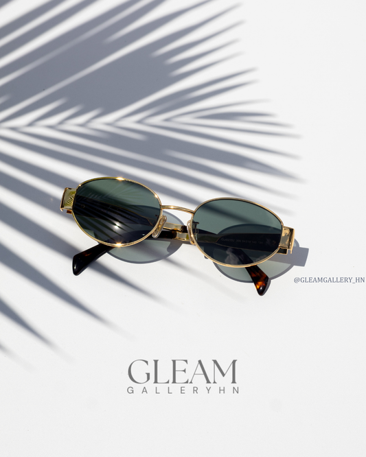 CELINE TRIOMPHE OVAL GOLD GREEN