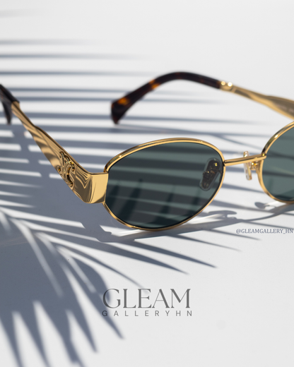 CELINE TRIOMPHE OVAL GOLD GREEN